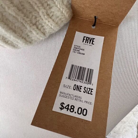 FRYE Cable Knit Cream Beanie Winter Hat NWT - Picture 2 of 4